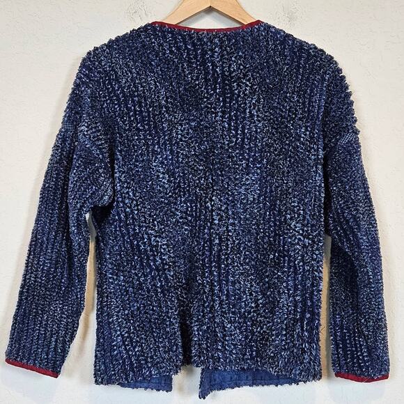 Handmade Terrycloth Blue Open Front Jacket Size Large - Picture 2 of 11